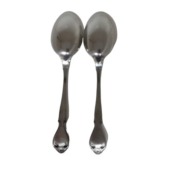 Vintage 2 Lyons Queens Fancy Serving Spoons Large Serve Ware Stainless Steel - Picture 9 of 10